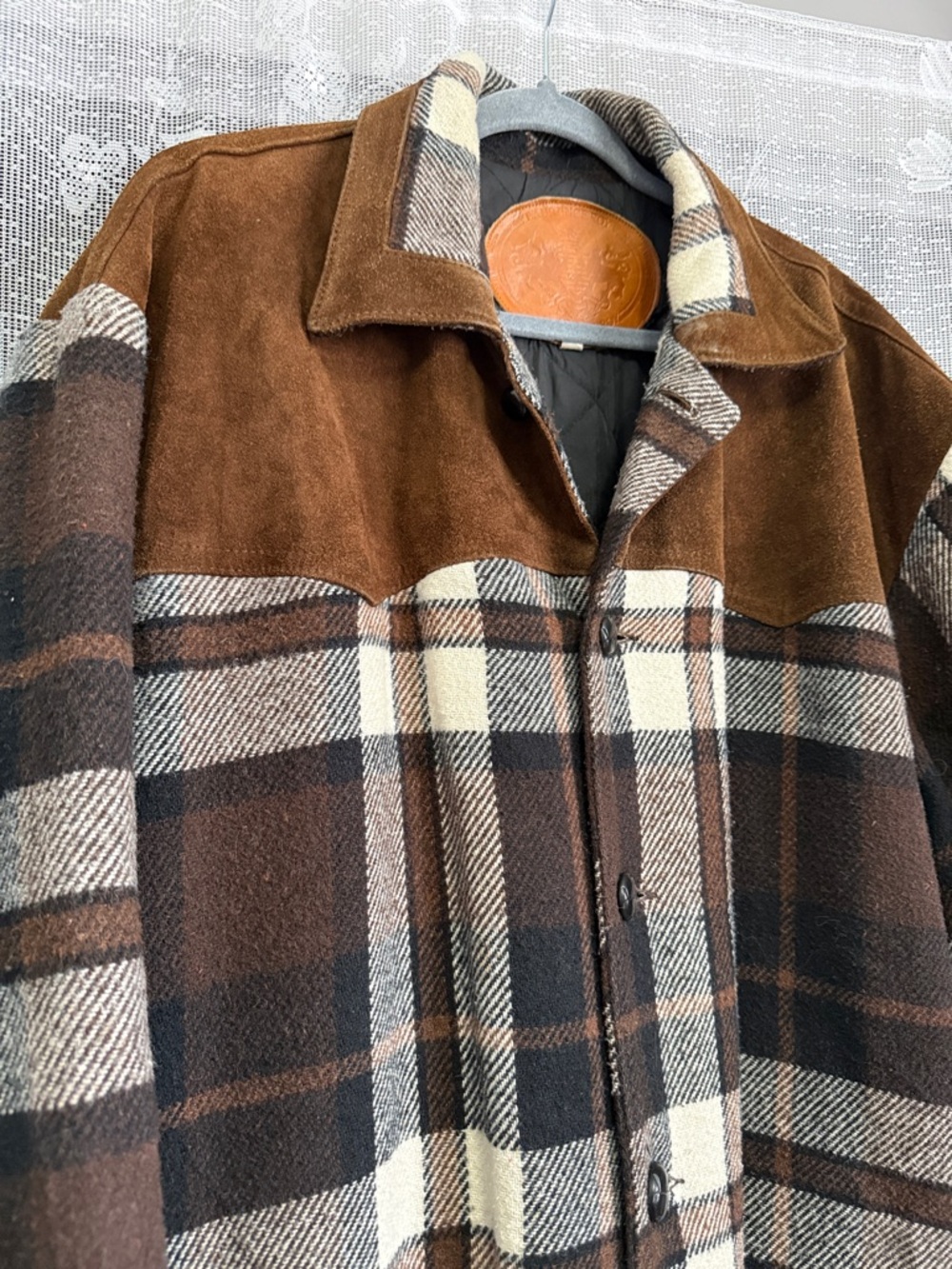 Vintage Laurence Roy suede and wool plaid jacket - Picture 2 of 8